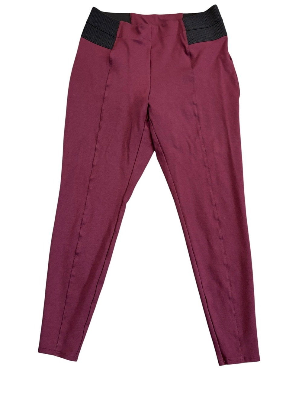 Lane Bryant Burgundy Ponte Leggings with Side Panels